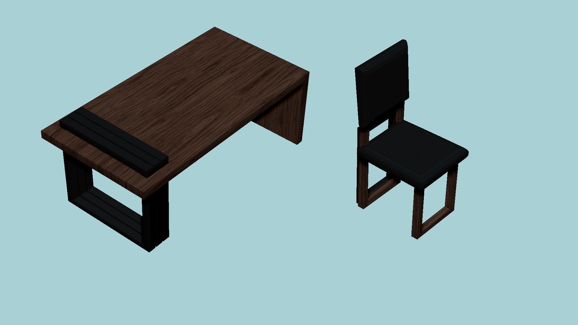 Dinning Table 64 - Dark Wood - Furniture Interior Design Low-poly 3D model_5