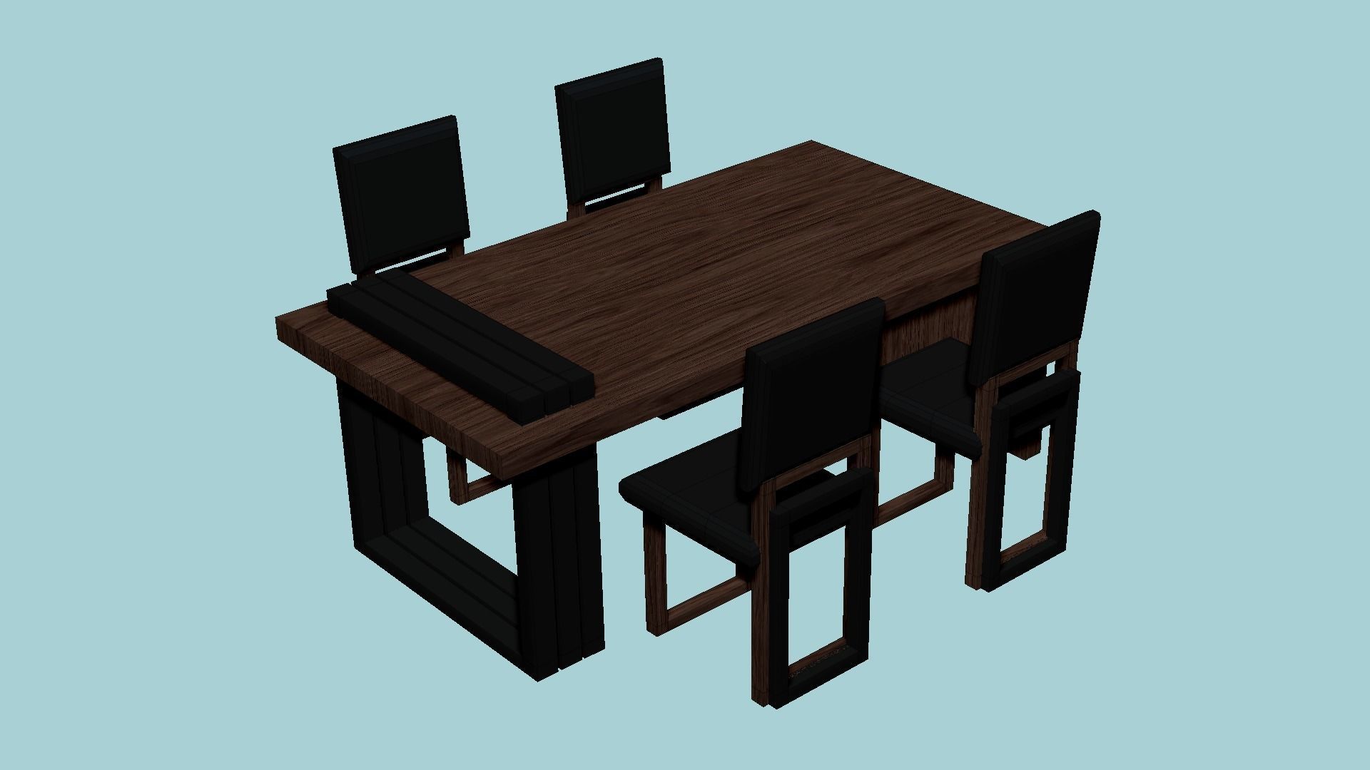 Dinning Table 64 - Dark Wood - Furniture Interior Design Low-poly 3D model_7