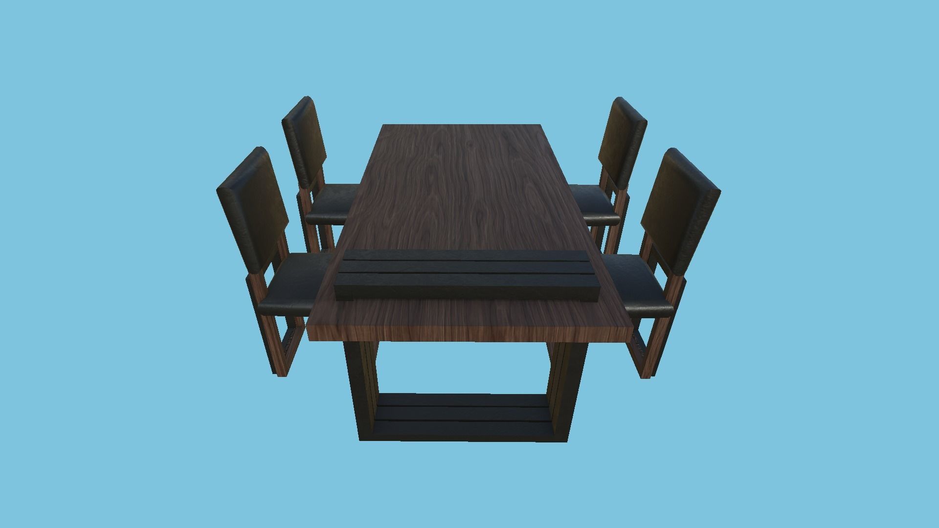 Dinning Table 64 - Dark Wood - Furniture Interior Design Low-poly 3D model_3