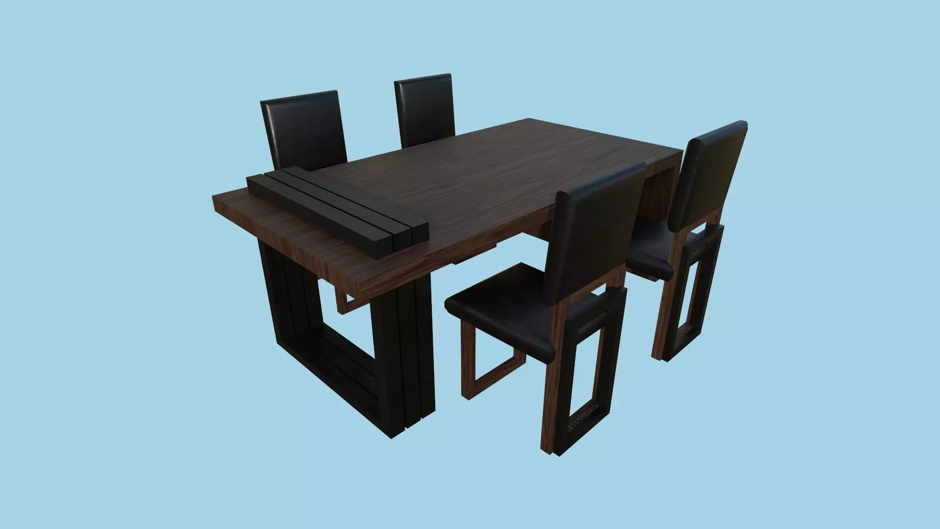 Dinning Table 64 - Dark Wood - Furniture Interior Design Low-poly 3D model_0
