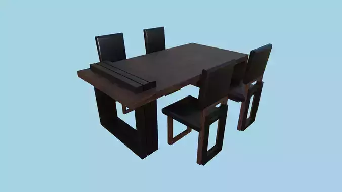 Dinning Table 64 - Dark Wood - Furniture Interior Design Low-poly 3D model