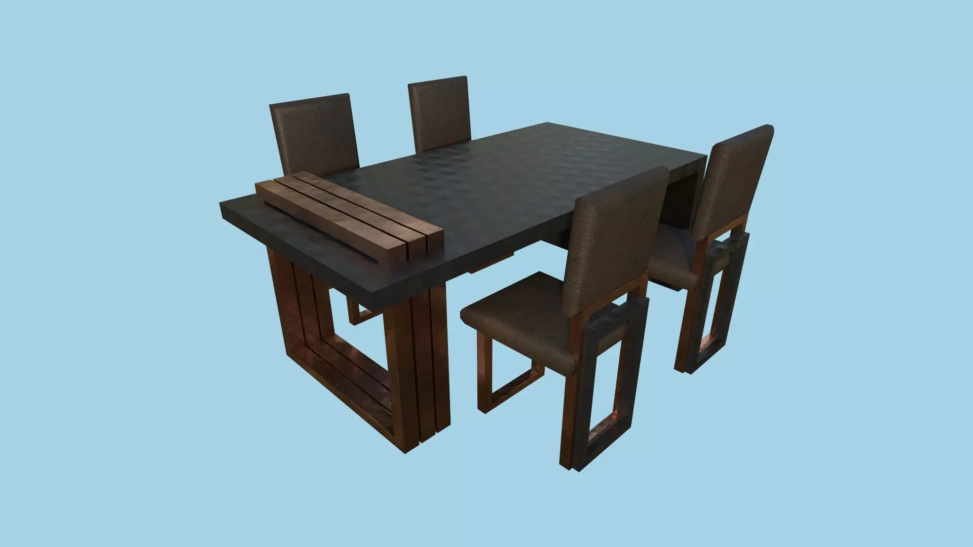 Dinning Table 65 - Black Bronze - Furniture Interior Design Low-poly 3D model_0