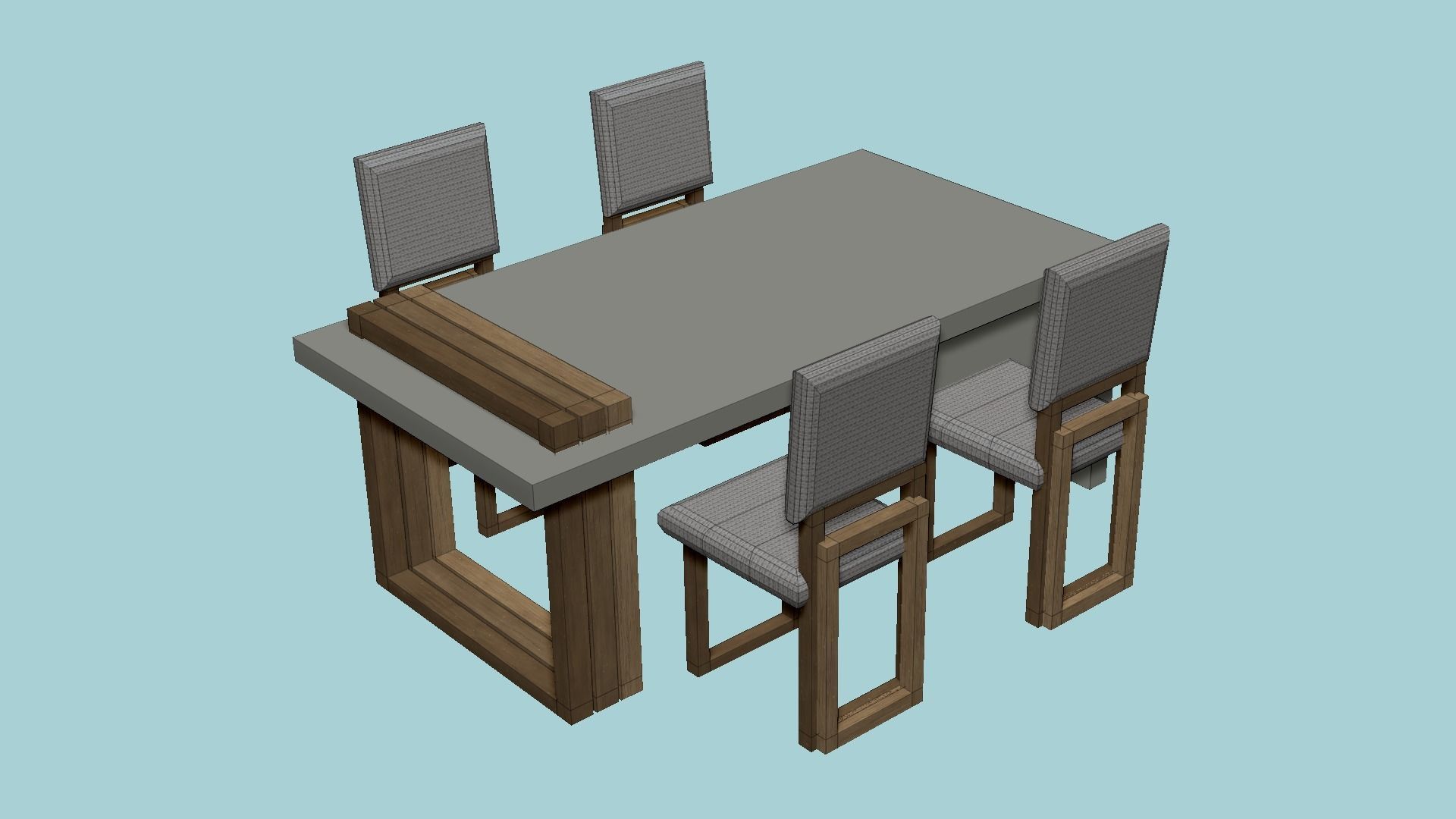 Dinning Table 66 - Wood Brown - Furniture Interior Design Low-poly 3D model_6