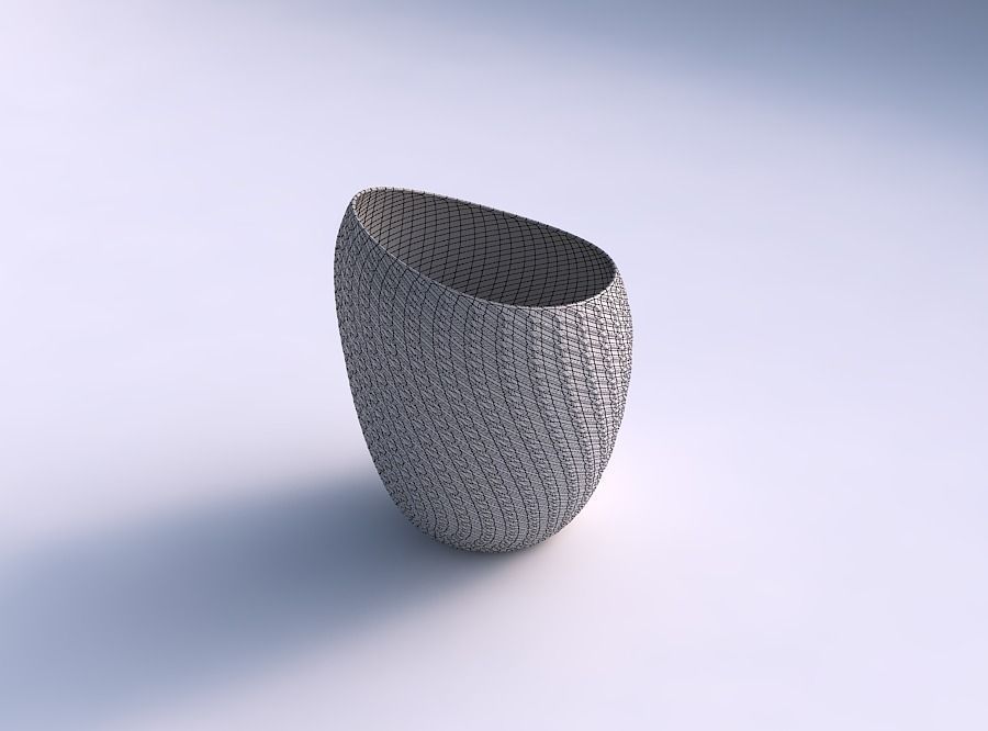 Bowl Spheric Lattice with diagonal grid dents 3D print model_5