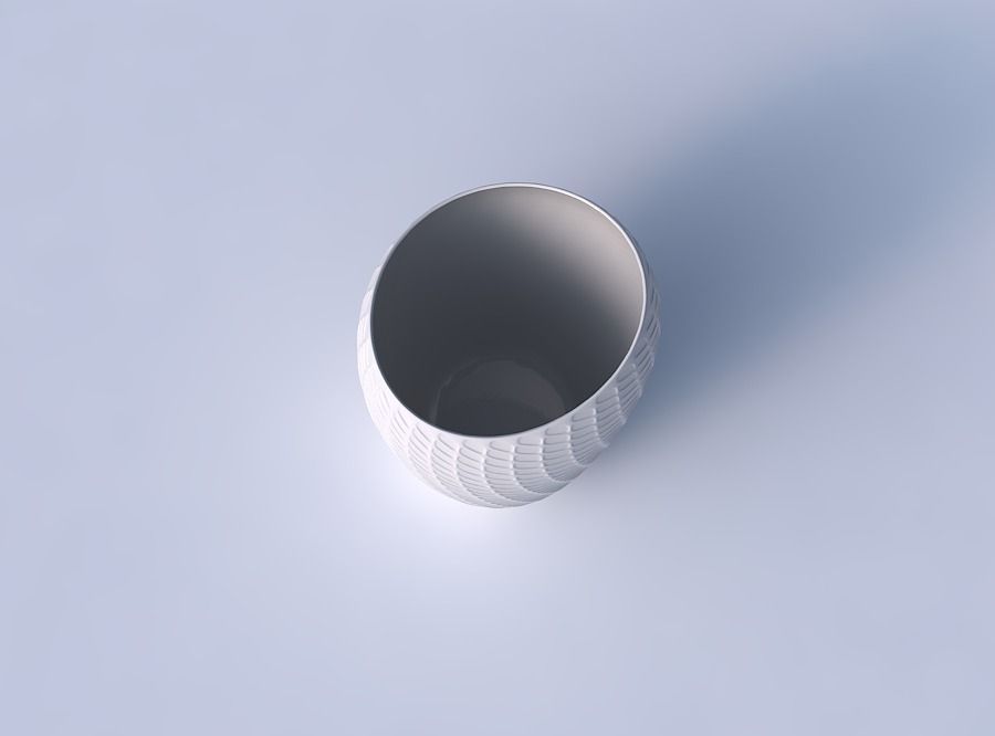 Bowl Spheric Lattice with diagonal grid dents 3D print model_2