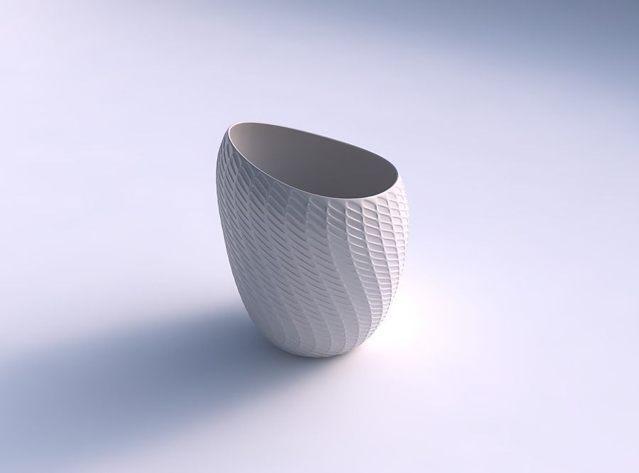 Bowl Spheric Lattice with diagonal grid dents 3D print model_0