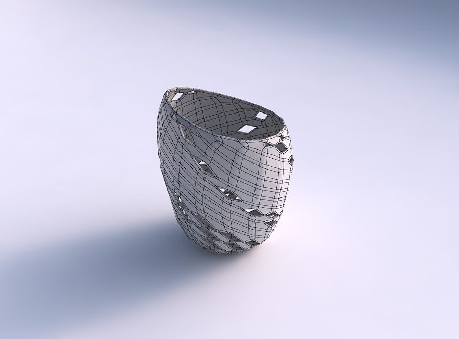 Bowl Spheric Lattice with checker grid lattice 3 3D print model_5
