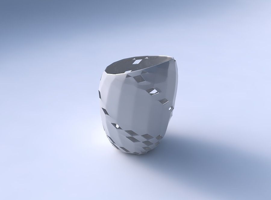 Bowl Spheric Lattice with checker grid lattice 3 3D print model_3