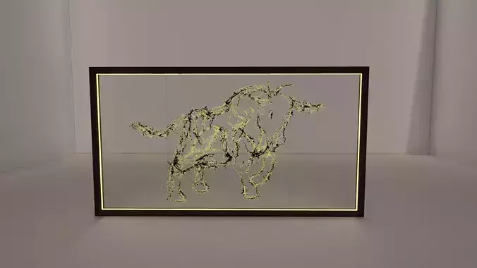 panel bull in illuminated frame Free 3D model
