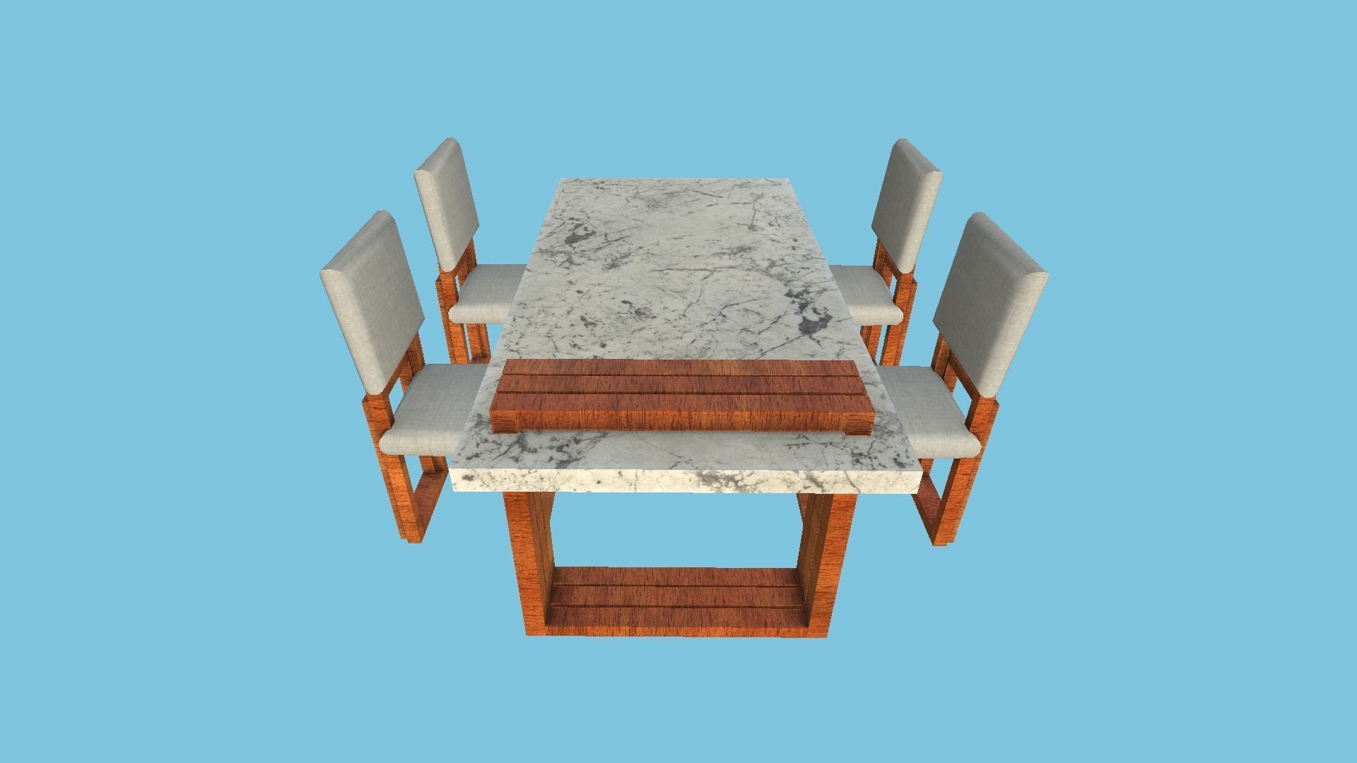 Dinning Table 67 - Marble Wood - Furniture Interior Design Low-poly 3D model_3