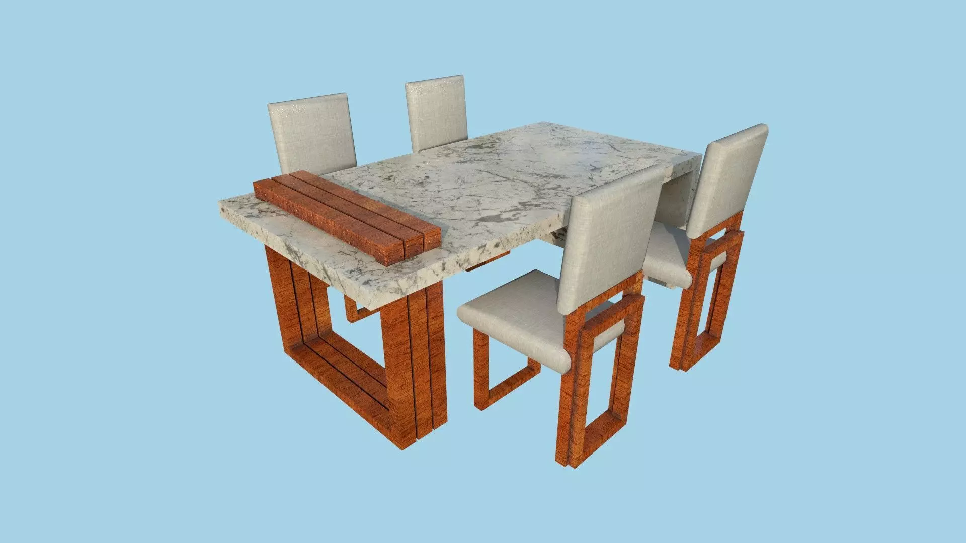 Dinning Table 67 - Marble Wood - Furniture Interior Design Low-poly 3D model_0