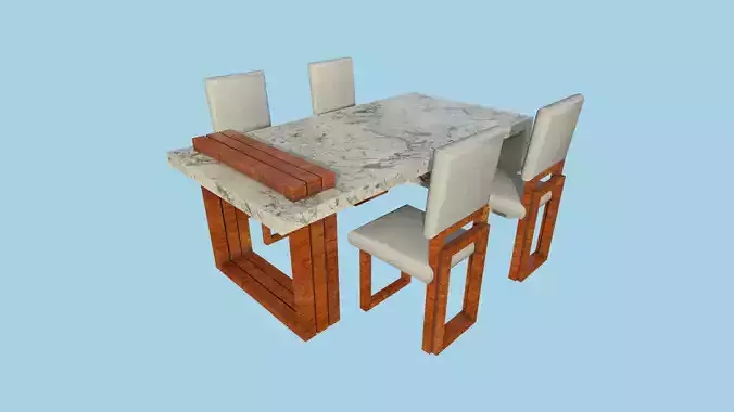 Dinning Table 67 - Marble Wood - Furniture Interior Design Low-poly 3D model