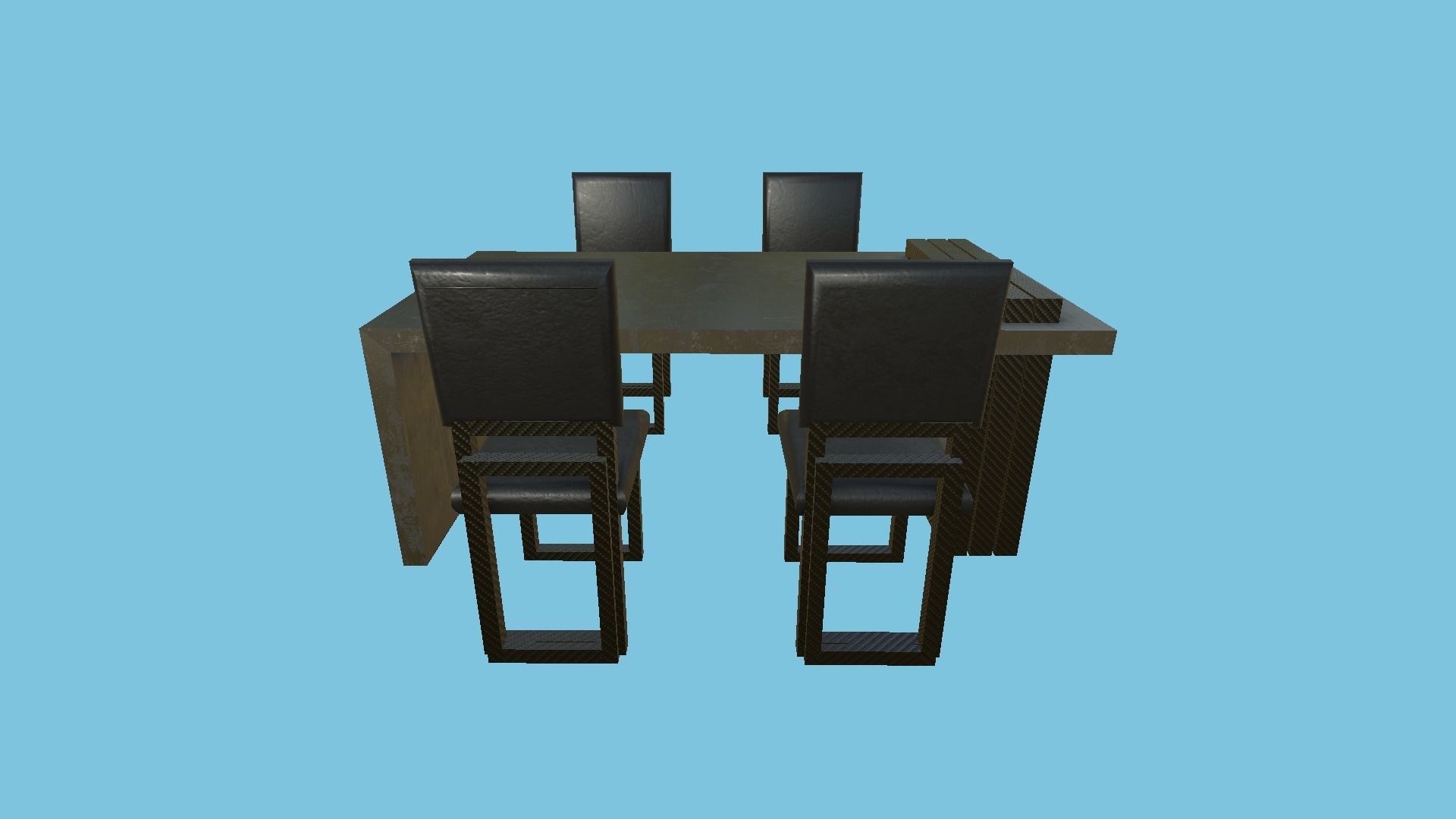 Dinning Table 68 - Black Carbon- Furniture Interior Design Low-poly 3D model_4
