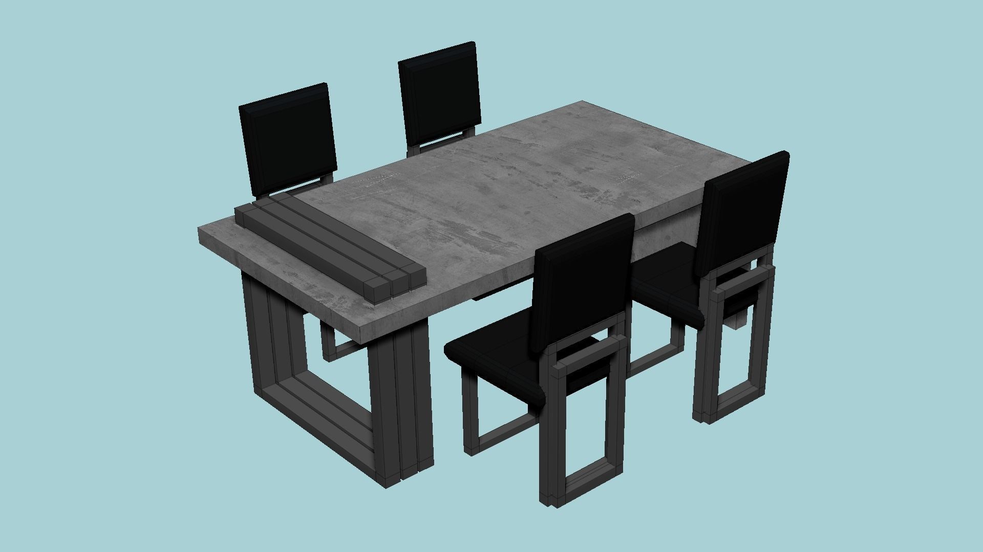 Dinning Table 68 - Black Carbon- Furniture Interior Design Low-poly 3D model_5