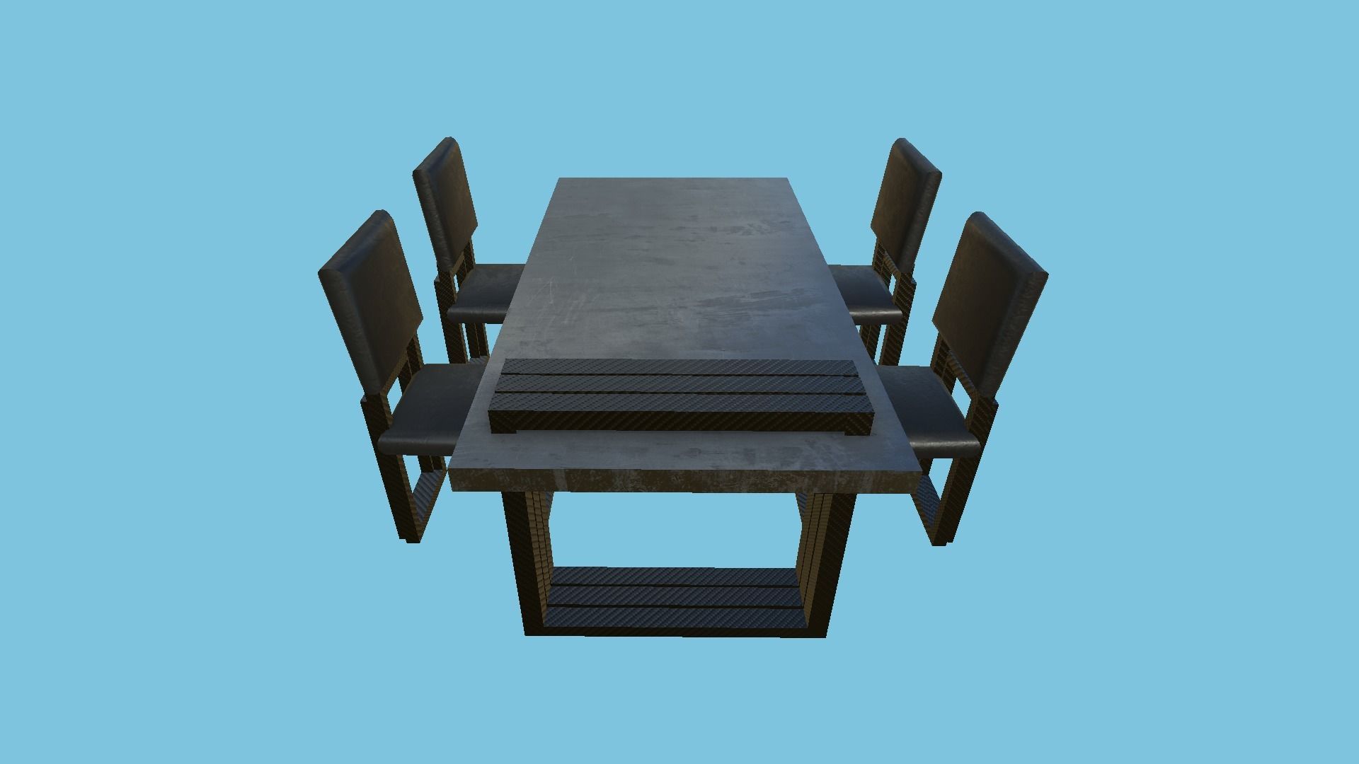 Dinning Table 68 - Black Carbon- Furniture Interior Design Low-poly 3D model_3