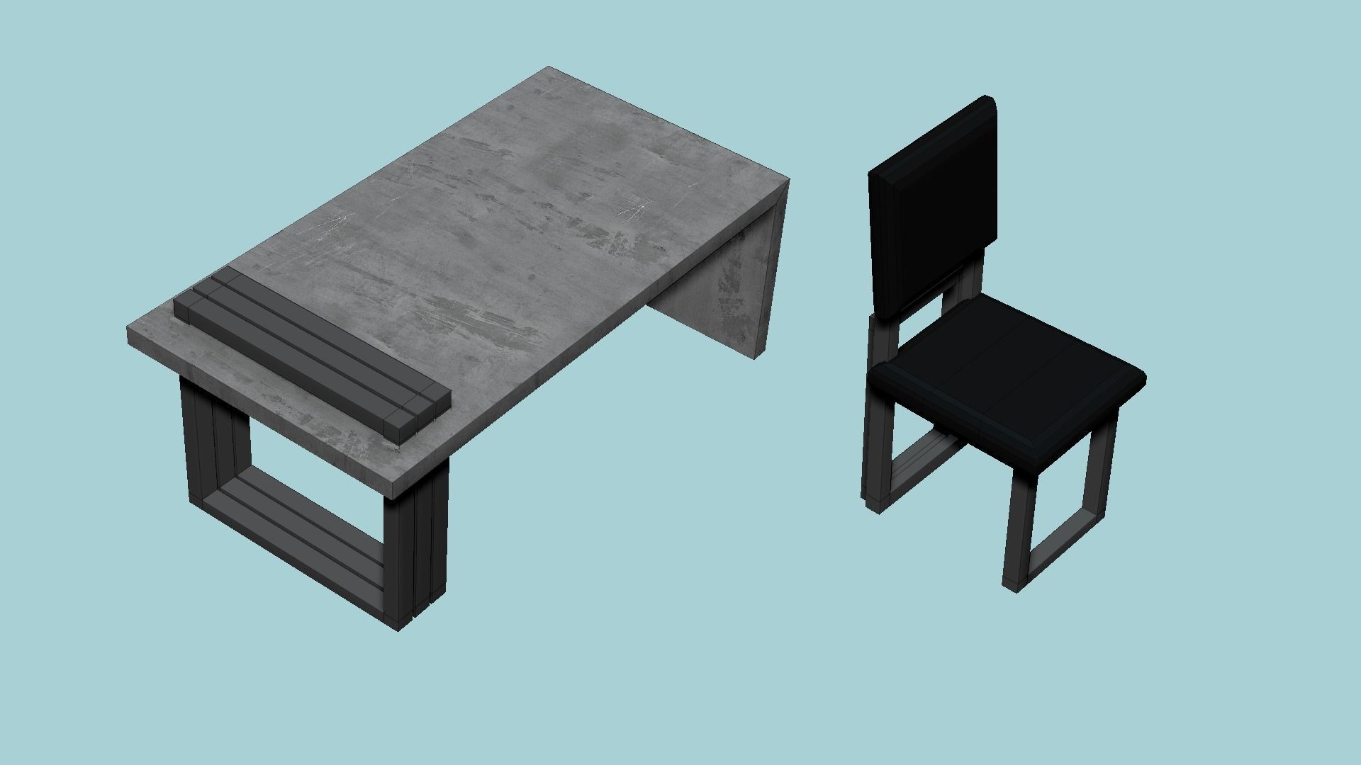 Dinning Table 68 - Black Carbon- Furniture Interior Design Low-poly 3D model_6