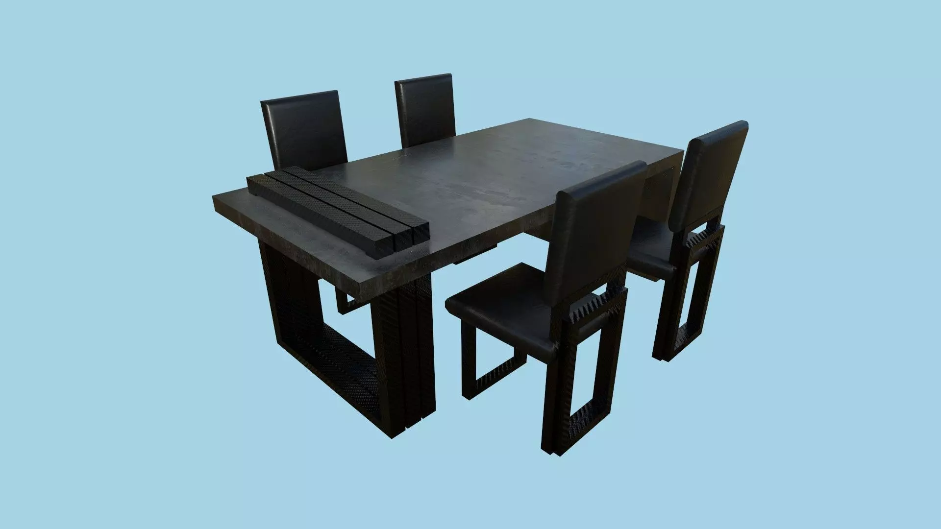 Dinning Table 68 - Black Carbon- Furniture Interior Design Low-poly 3D model_0