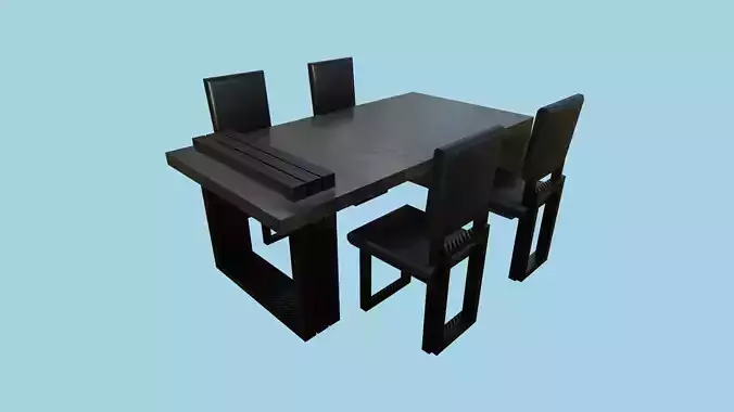 Dinning Table 68 - Black Carbon- Furniture Interior Design Low-poly 3D model