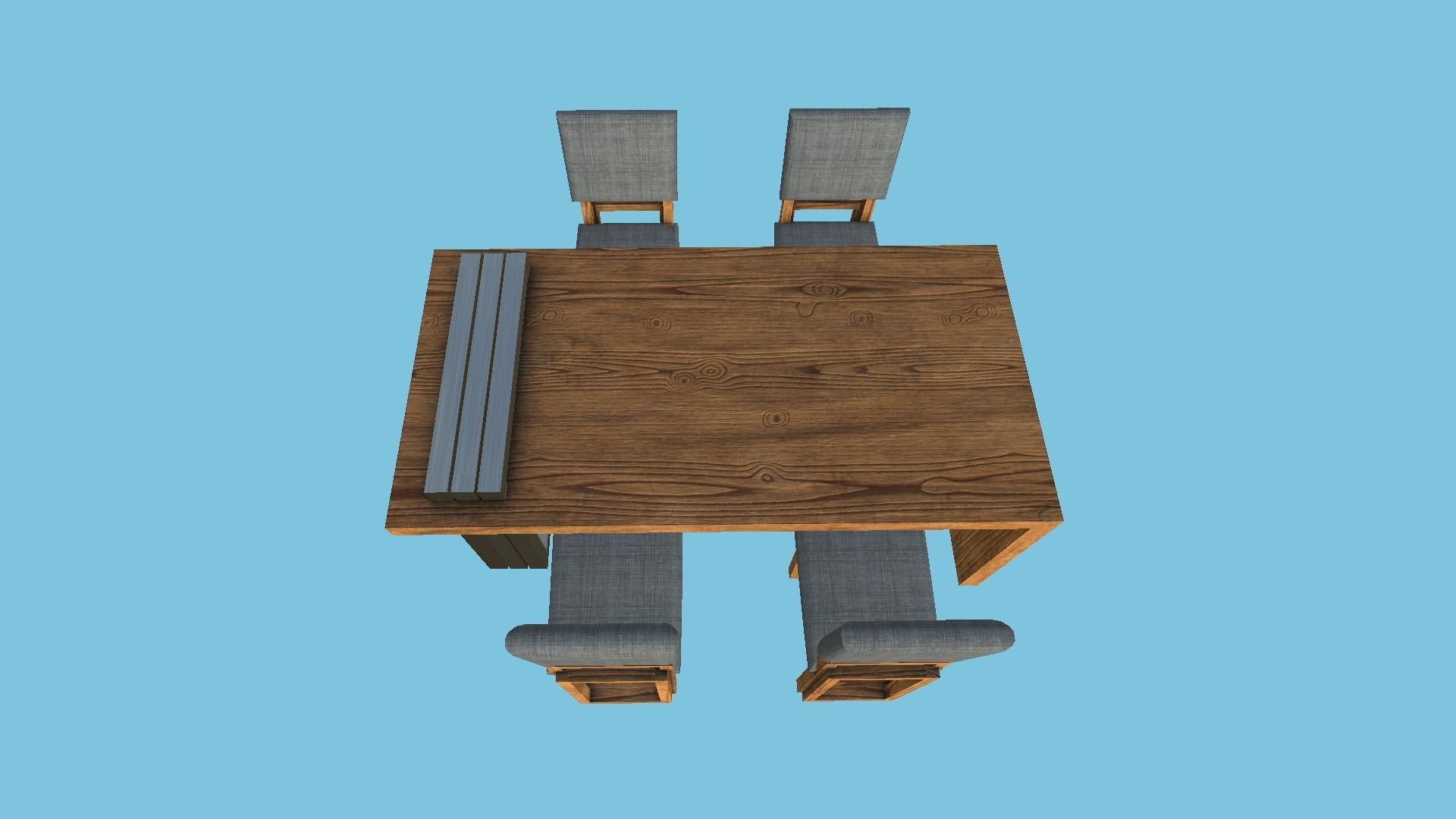 Dinning Table 69 - Gray Wood - Furniture Interior Design Low-poly 3D model_4