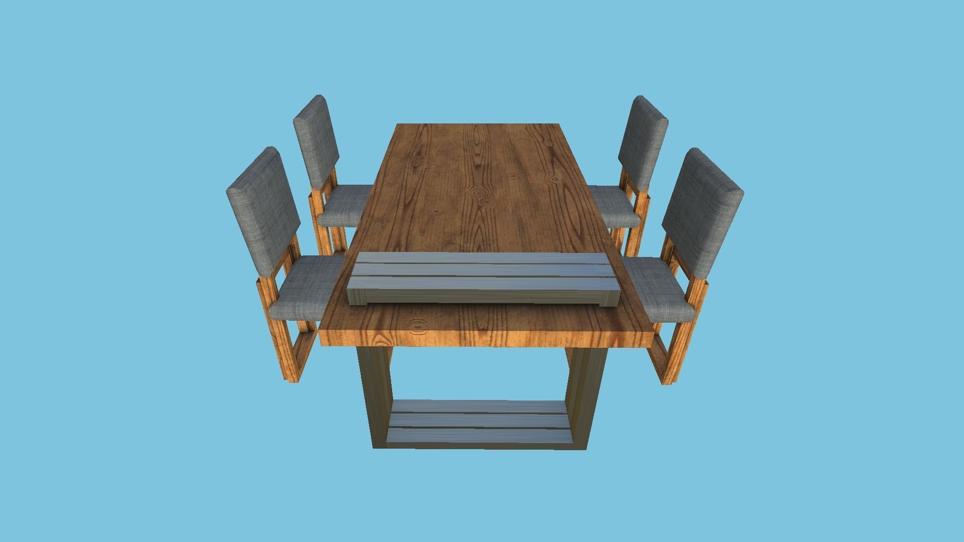 Dinning Table 69 - Gray Wood - Furniture Interior Design Low-poly 3D model_1