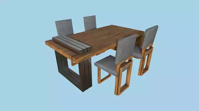 Dinning Table 69 - Gray Wood - Furniture Interior Design Low-poly 3D model