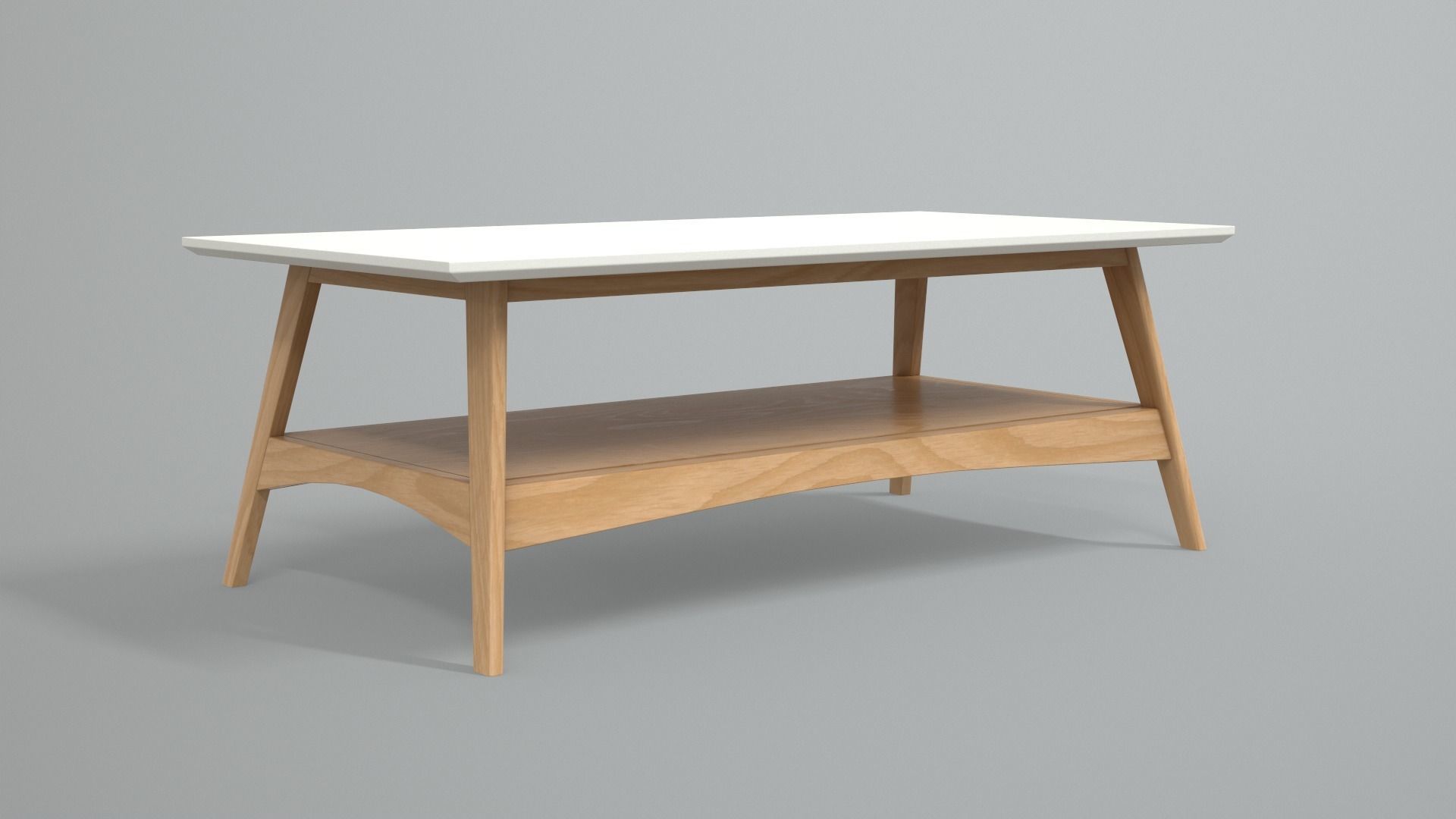Burnes Storage Coffee Table oak finish Low-poly 3D model_1