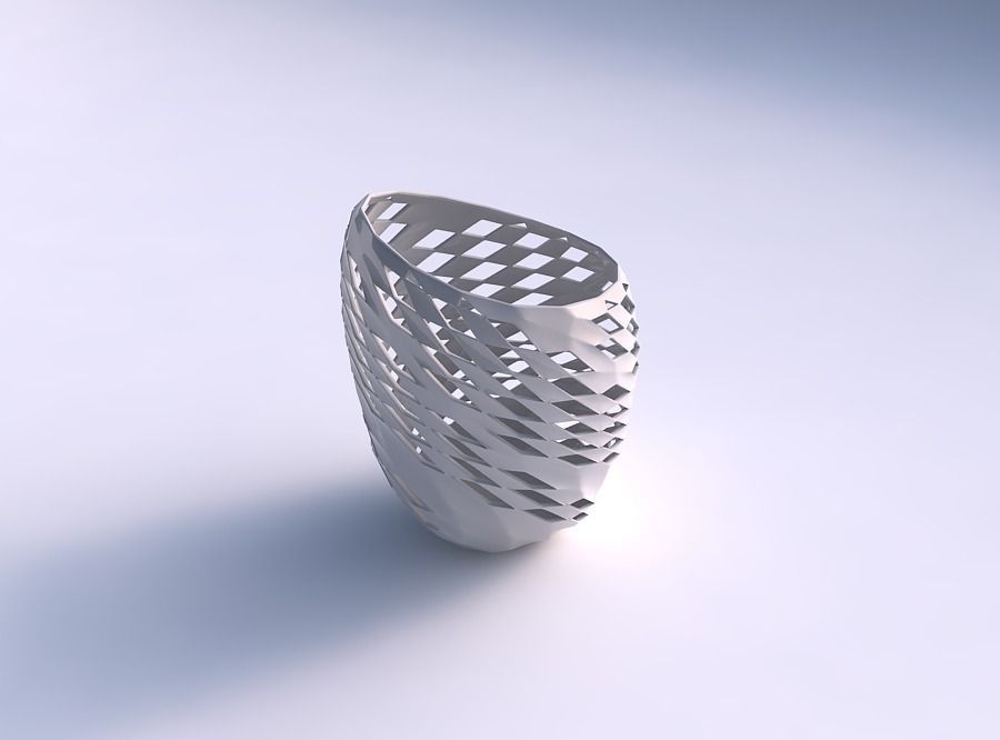 Bowl Spheric Lattice with checker grid lattice 2 3D print model_0