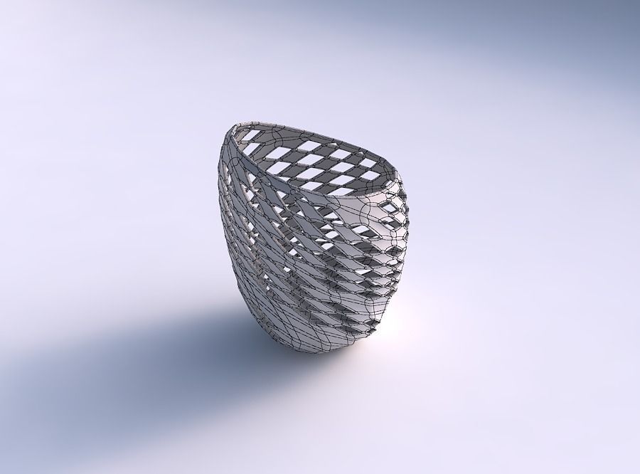 Bowl Spheric Lattice with checker grid lattice 2 3D print model_5