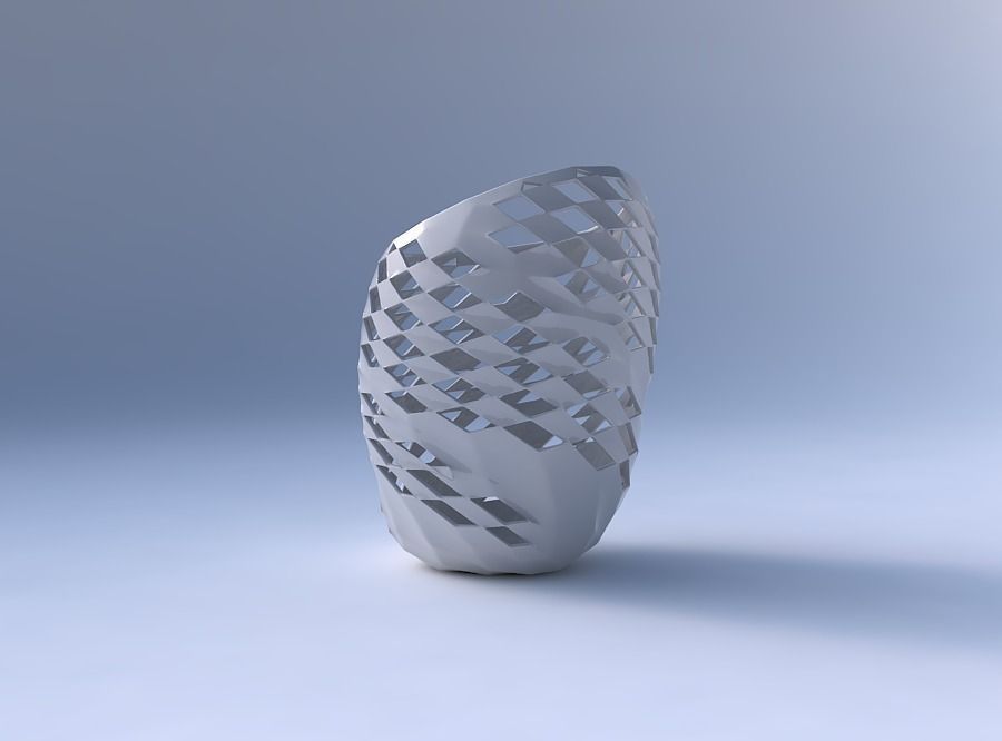 Bowl Spheric Lattice with checker grid lattice 2 3D print model_4