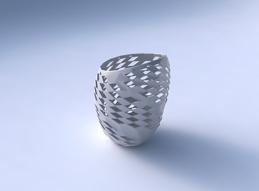 Bowl Spheric Lattice with checker grid lattice 2 3D print model_3