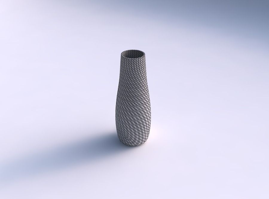 Vase with twisted diagonal grid plates 3D print model_5