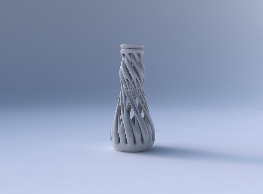 Vase with thick intertwining lines twisted and tapered 3D print model_4