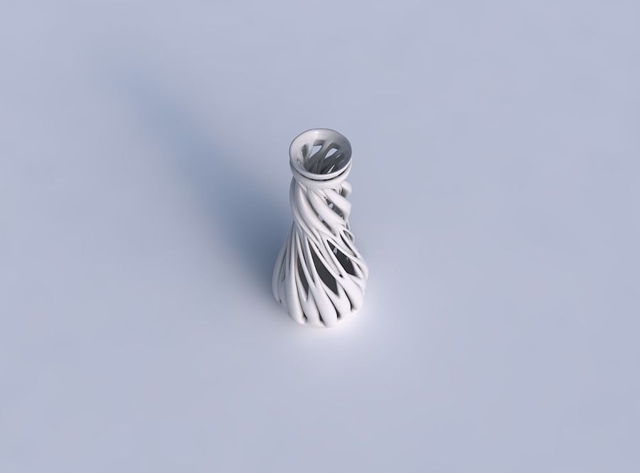 Vase with thick intertwining lines twisted and tapered 3D print model_1