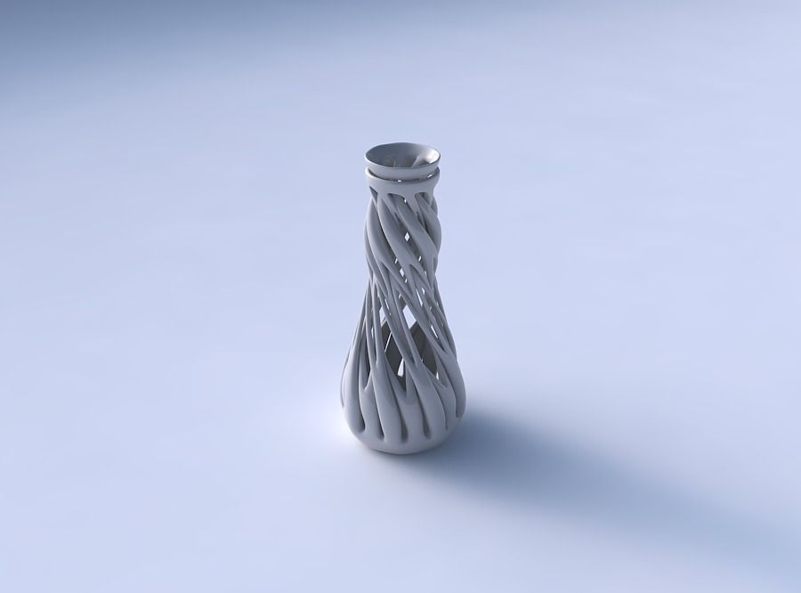 Vase with thick intertwining lines twisted and tapered 3D print model_3