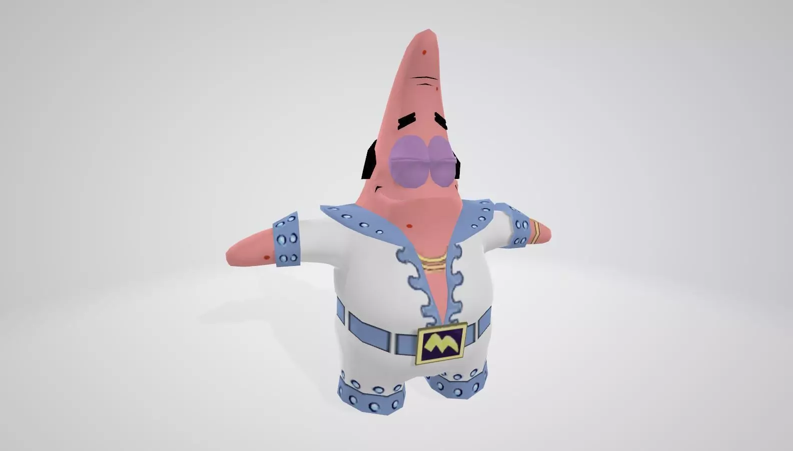 Cartoon Character Patrick star 02 Low-poly 3D model_0