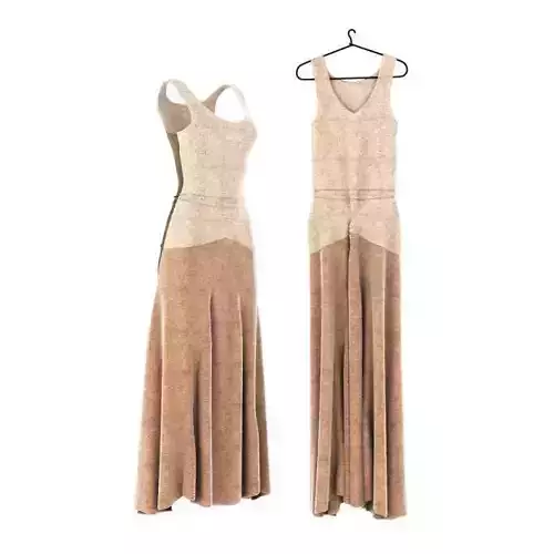 Puce Flowing Dress 3D model
