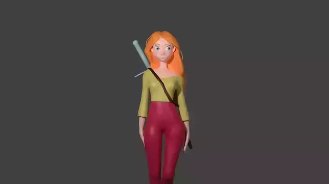 warrior girl high poly model