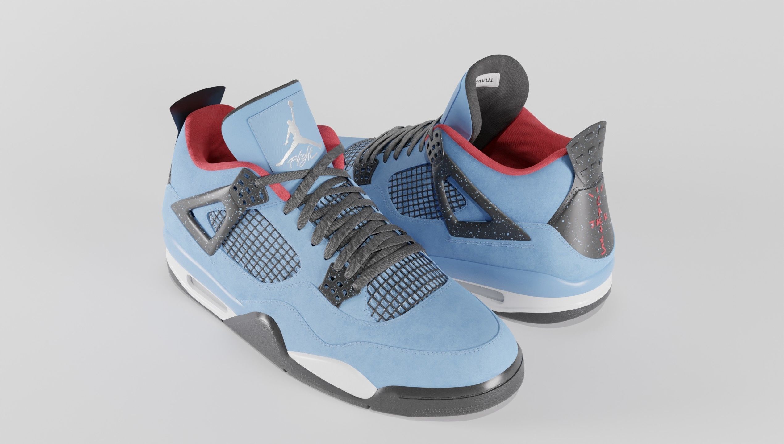 Nike Air Jordan 4 Travis Scott Cactus Jack Shoe Low-poly 3D model_26