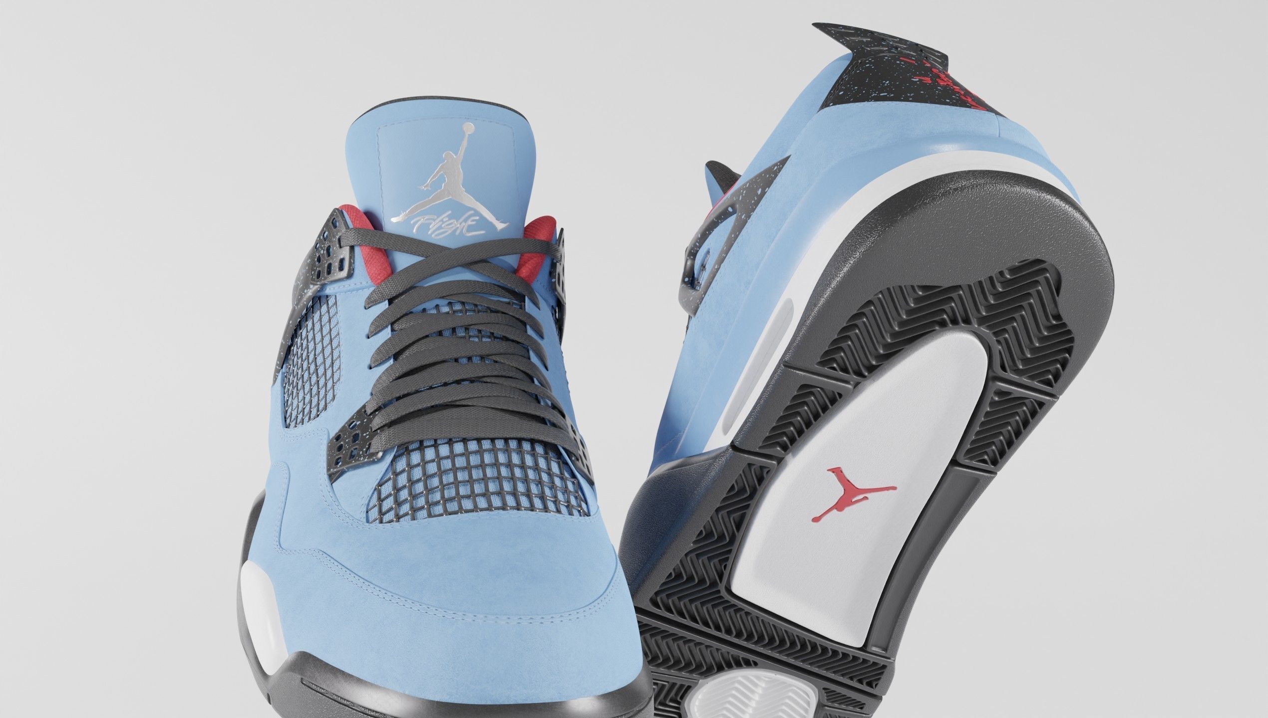 Nike Air Jordan 4 Travis Scott Cactus Jack Shoe Low-poly 3D model_7