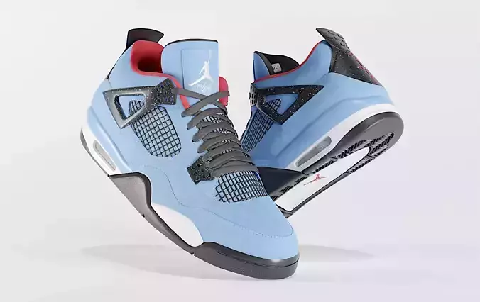Nike Air Jordan 4 Travis Scott Cactus Jack Shoe Low-poly 3D model