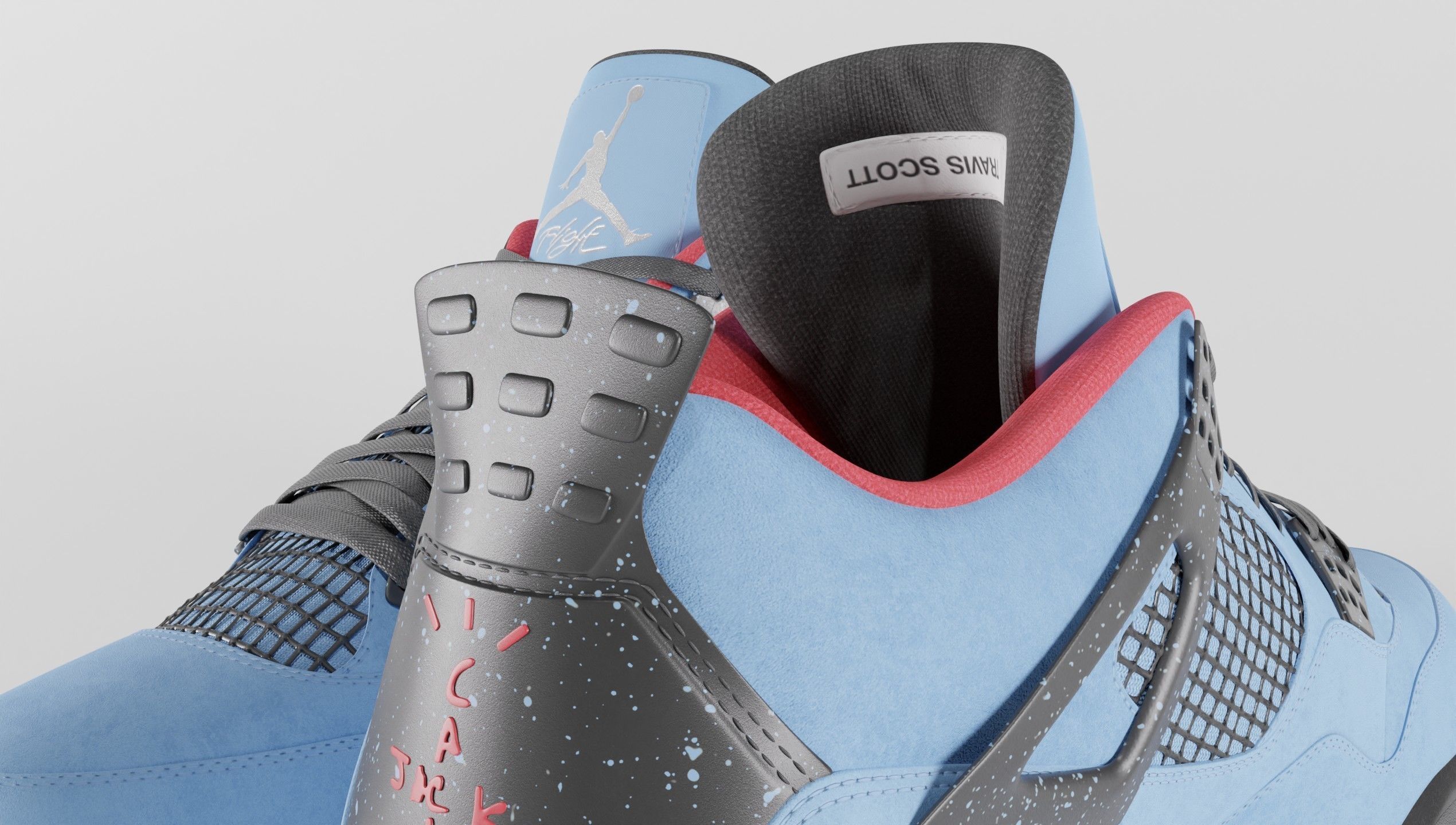 Nike Air Jordan 4 Travis Scott Cactus Jack Shoe Low-poly 3D model_14