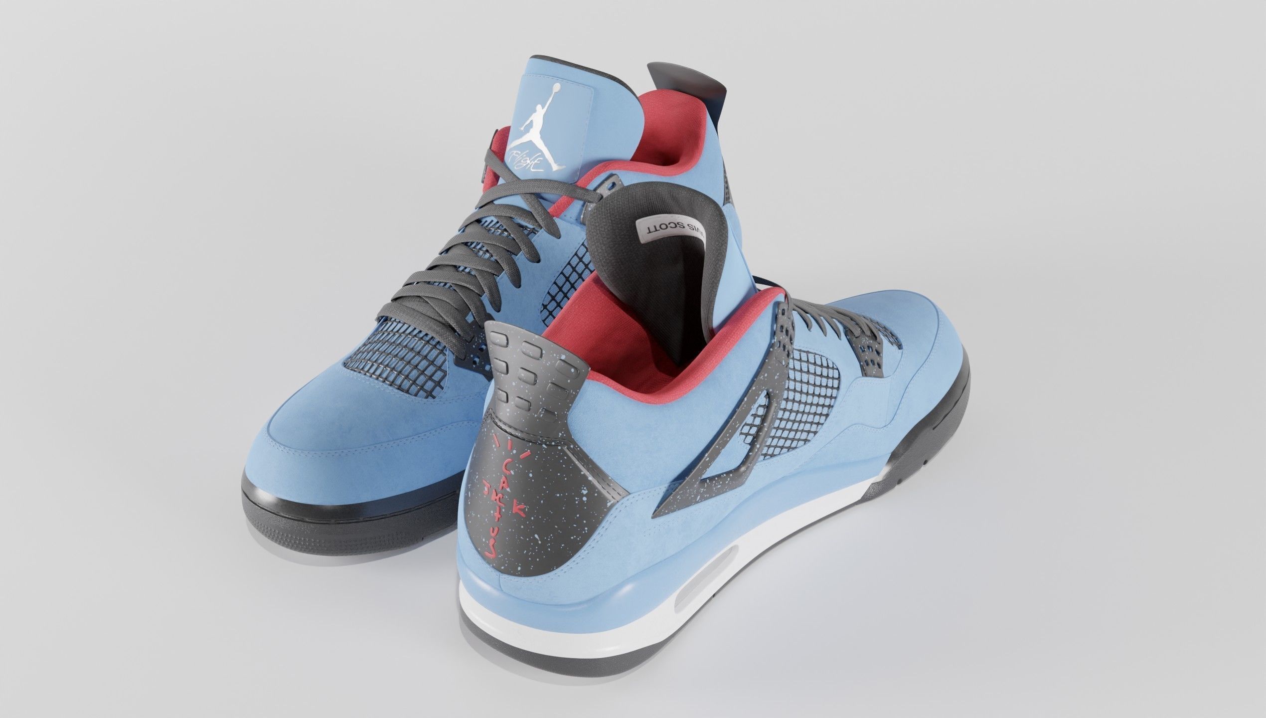 Nike Air Jordan 4 Travis Scott Cactus Jack Shoe Low-poly 3D model_59