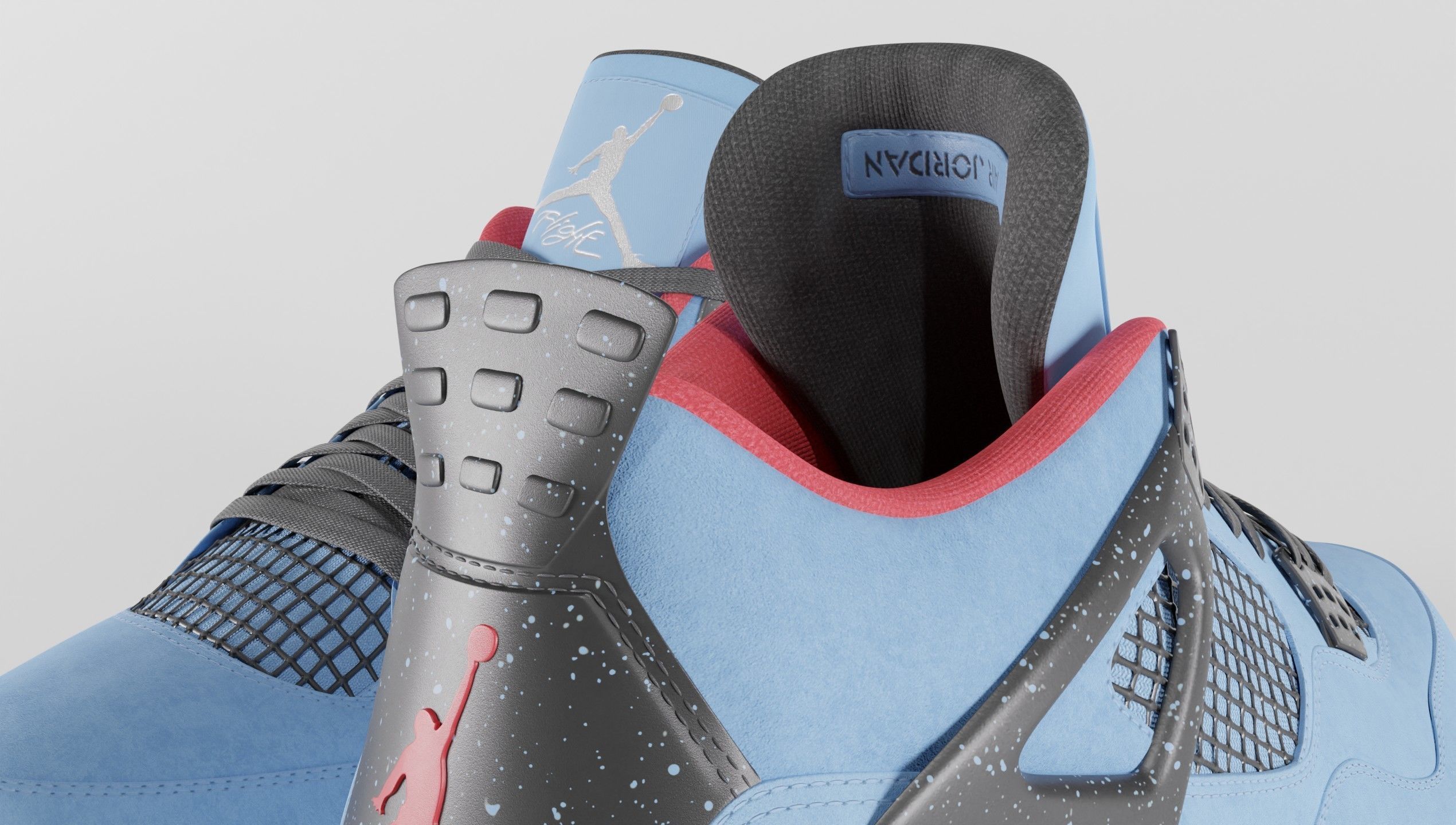 Nike Air Jordan 4 Travis Scott Cactus Jack Shoe Low-poly 3D model_40