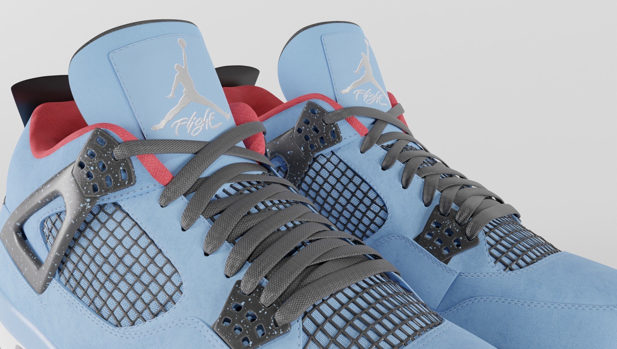 Nike Air Jordan 4 Travis Scott Cactus Jack Shoe Low-poly 3D model_2