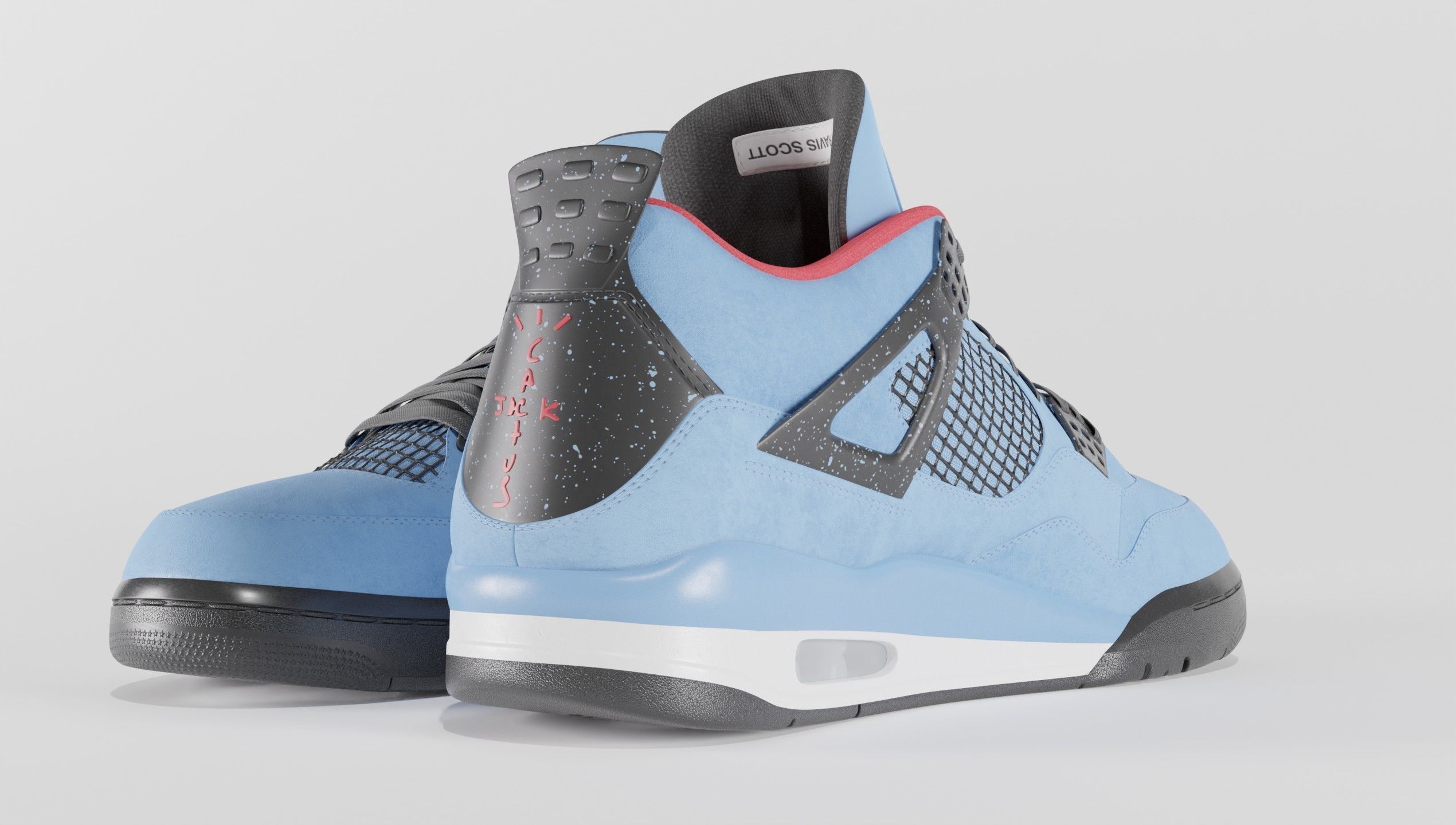 Nike Air Jordan 4 Travis Scott Cactus Jack Shoe Low-poly 3D model_58