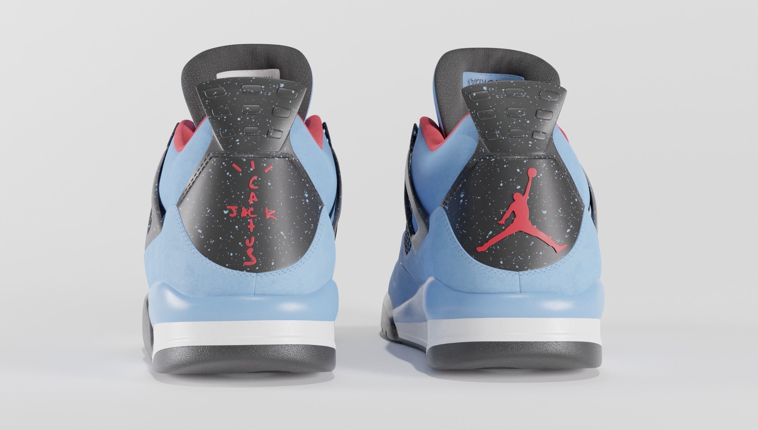 Nike Air Jordan 4 Travis Scott Cactus Jack Shoe Low-poly 3D model_5