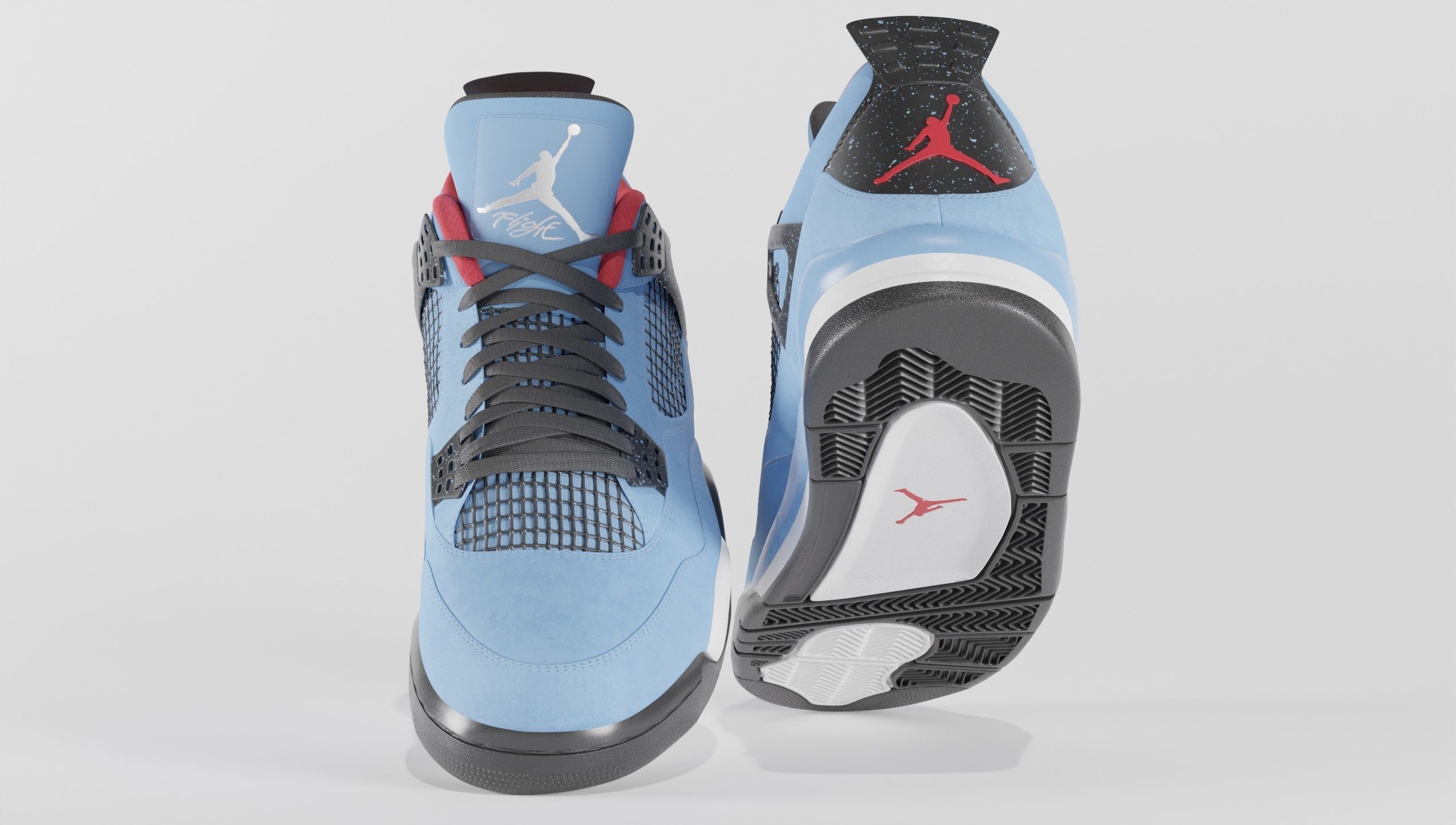 Nike Air Jordan 4 Travis Scott Cactus Jack Shoe Low-poly 3D model_11