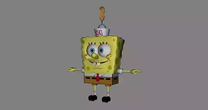 Cartoon Character spongebob 04 Low-poly 3D model