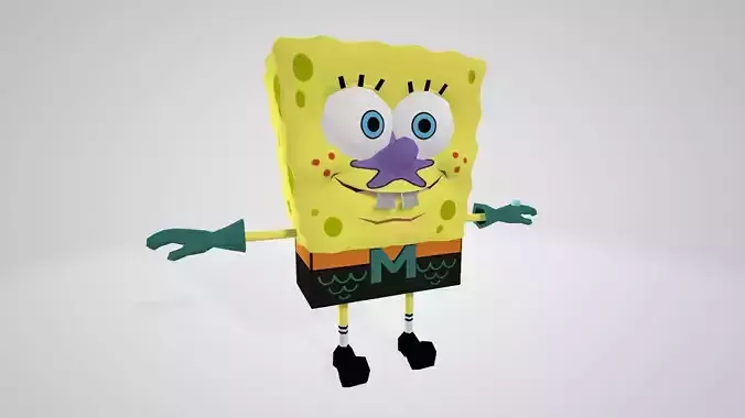 Cartoon Character spongebob 08 Low-poly 3D model