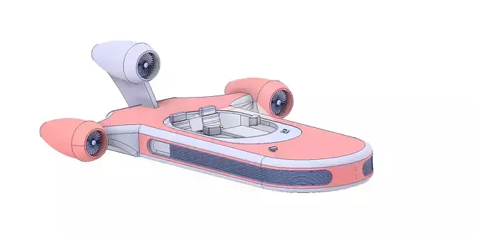 Starwars X34 landspeeder scale 1 in 87 3D print model